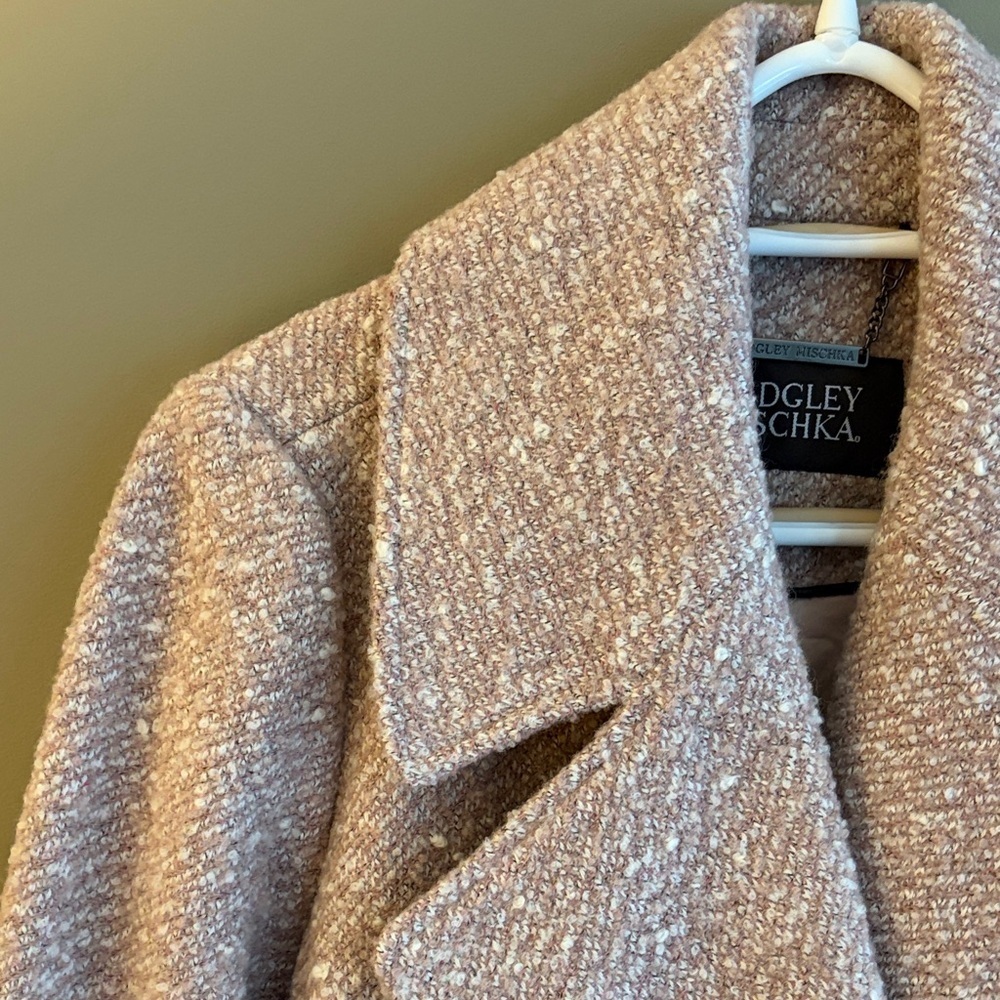 Badgley Mischka Textured Blush Pink Pea Coat size XS - Picture 5 of 13